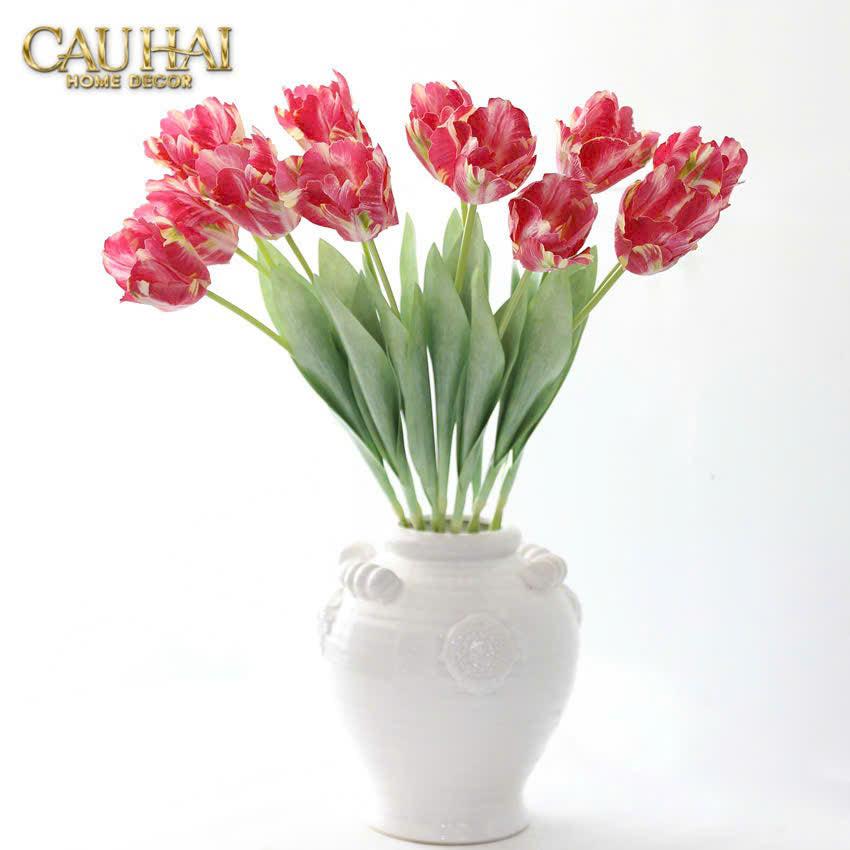 SET 2 CÀNH HOA PARROT TULIP POWDER PINK / FUCHSIA-CẬU HAI HOME DECOR