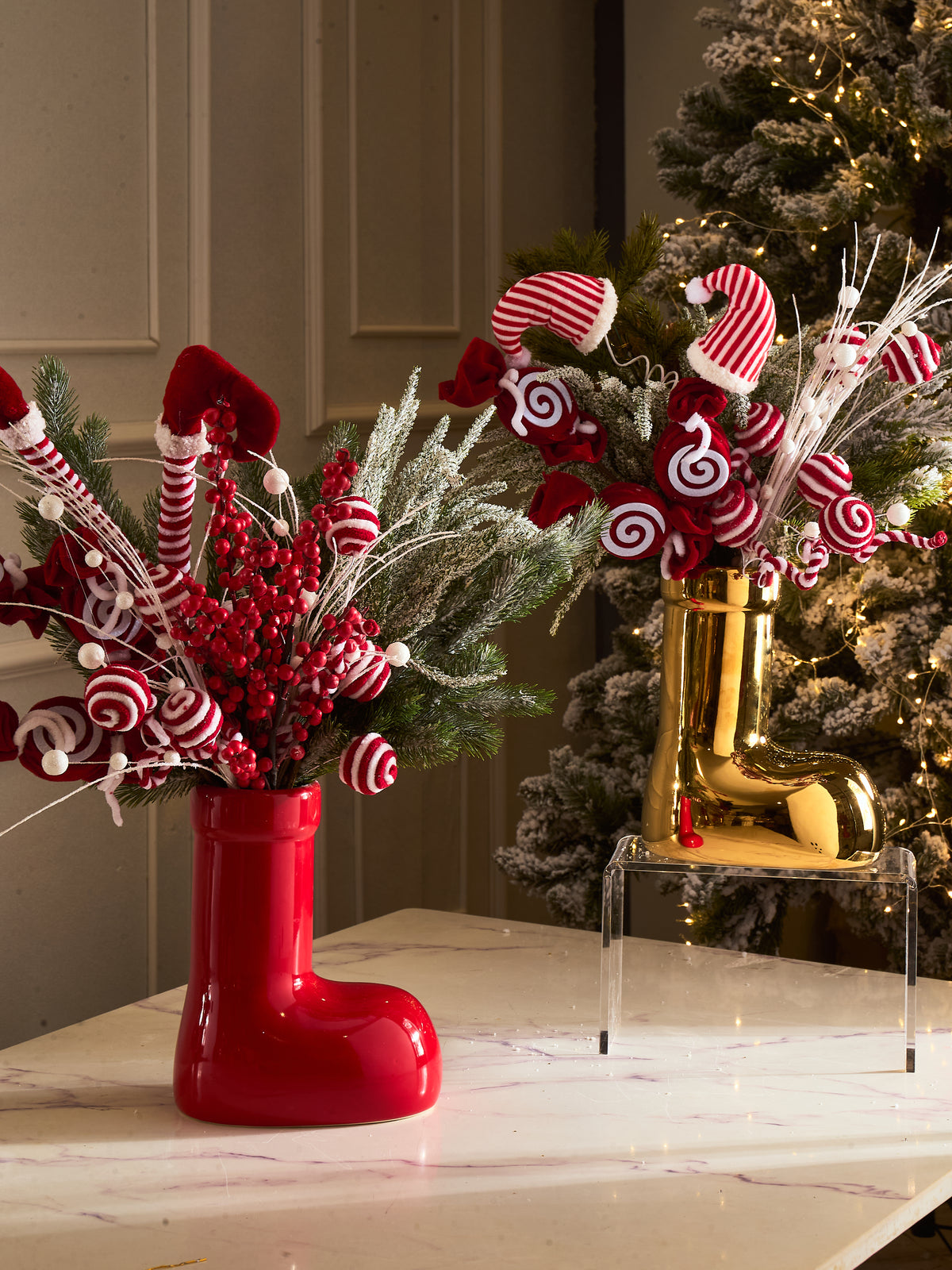 Fêtes Couture - Chậu Hoa Santa Candy Red Boot-BÌNH HOA-CẬU HAI HOME DECOR