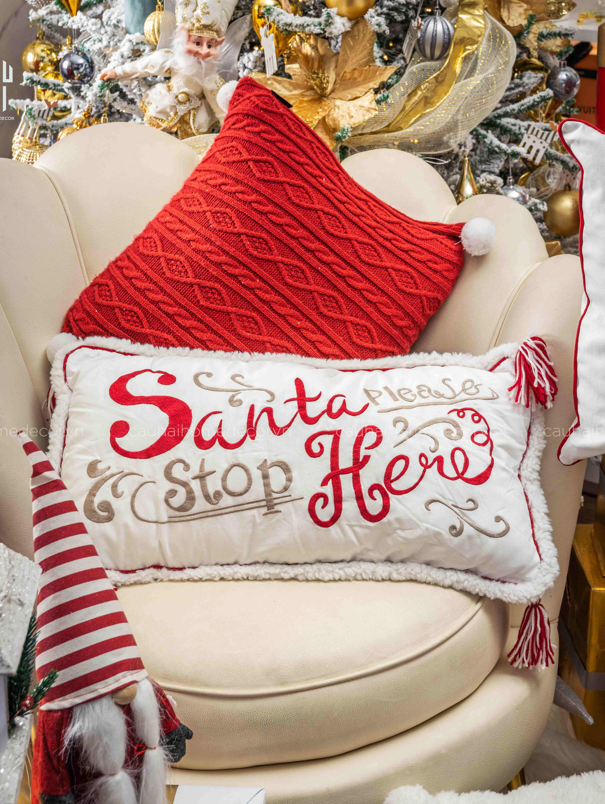Fêtes Couture - Gối Rectangle Santa 30X60 Cm-GỐI-CẬU HAI HOME DECOR