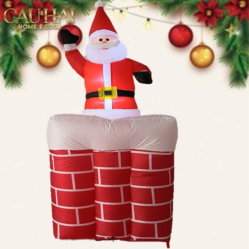 Fêtes Couture - Ông Già Noel Leo Ống Khói - Santa Salutation Cheminée-TRANG TRÍ GIÁNG SINH-CẬU HAI HOME DECOR