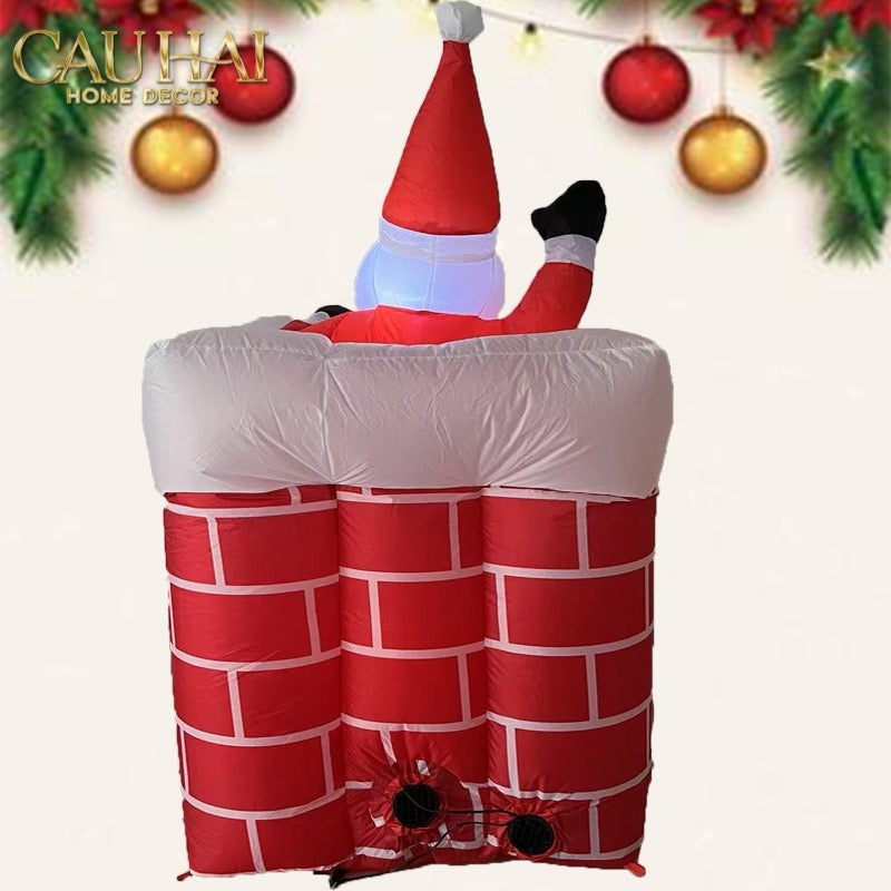 Fêtes Couture - Ông Già Noel Leo Ống Khói - Santa Salutation Cheminée-TRANG TRÍ GIÁNG SINH-CẬU HAI HOME DECOR