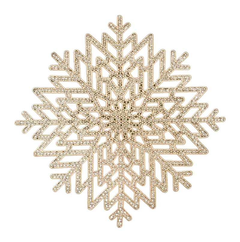 Fêtes Couture - Set of 2 Dining Table Mats - Golden Snowflake Placemat