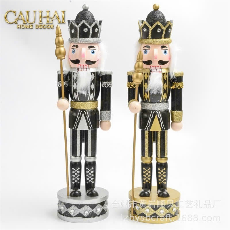 Fêtes Couture - Set 2 Tượng Nutcracker Allure D'Or Minuit Impérial H30-TƯỢNG TRANG TRÍ-CẬU HAI HOME DECOR