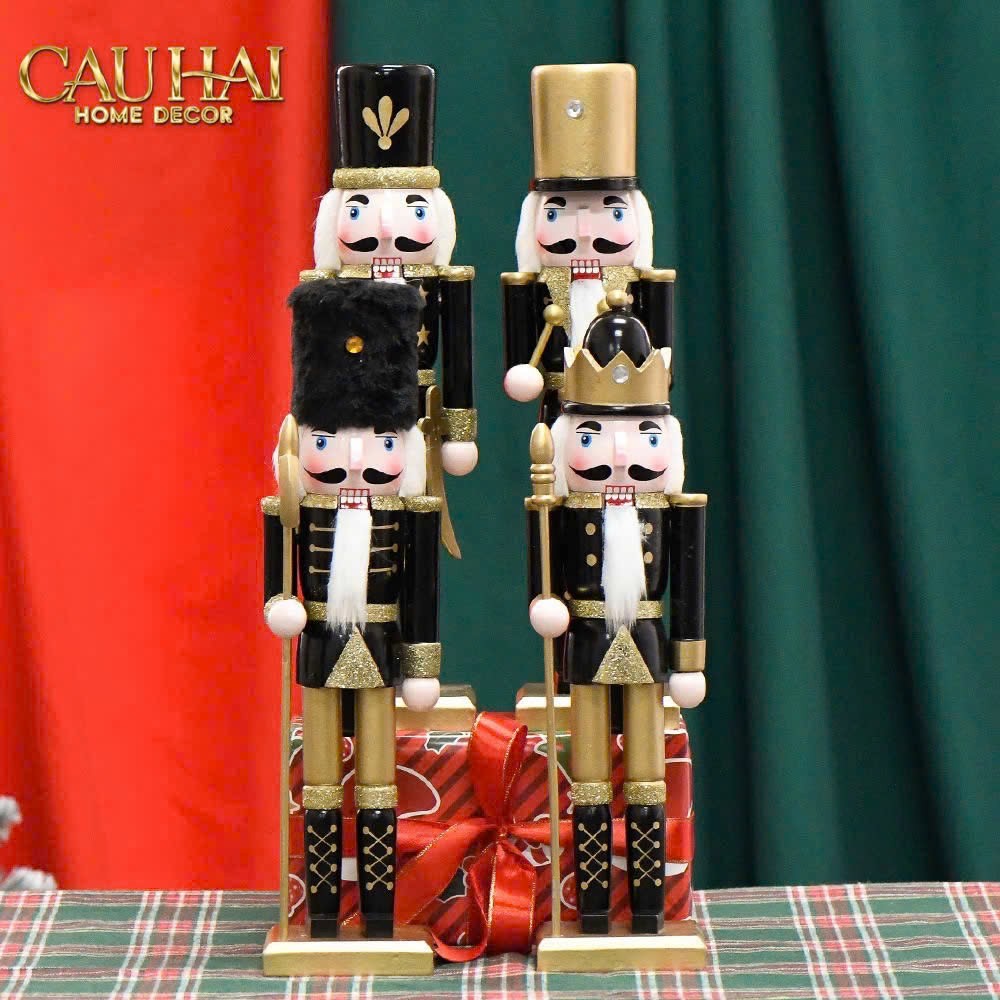 Fêtes Couture - Set 2 Tượng Nutcracker Allure D'Or Minuit Impérial H30-TƯỢNG TRANG TRÍ-CẬU HAI HOME DECOR