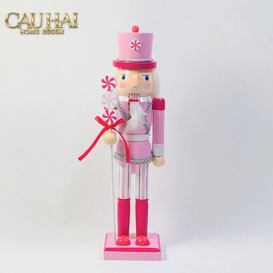 Fêtes Couture - Set 3 Tượng Nutcracker Cotton Candy Plush Pink 38Cm-TƯỢNG TRANG TRÍ-CẬU HAI HOME DECOR