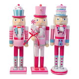 Fêtes Couture - Set 3 Tượng Nutcracker Cotton Candy Plush Pink 38Cm