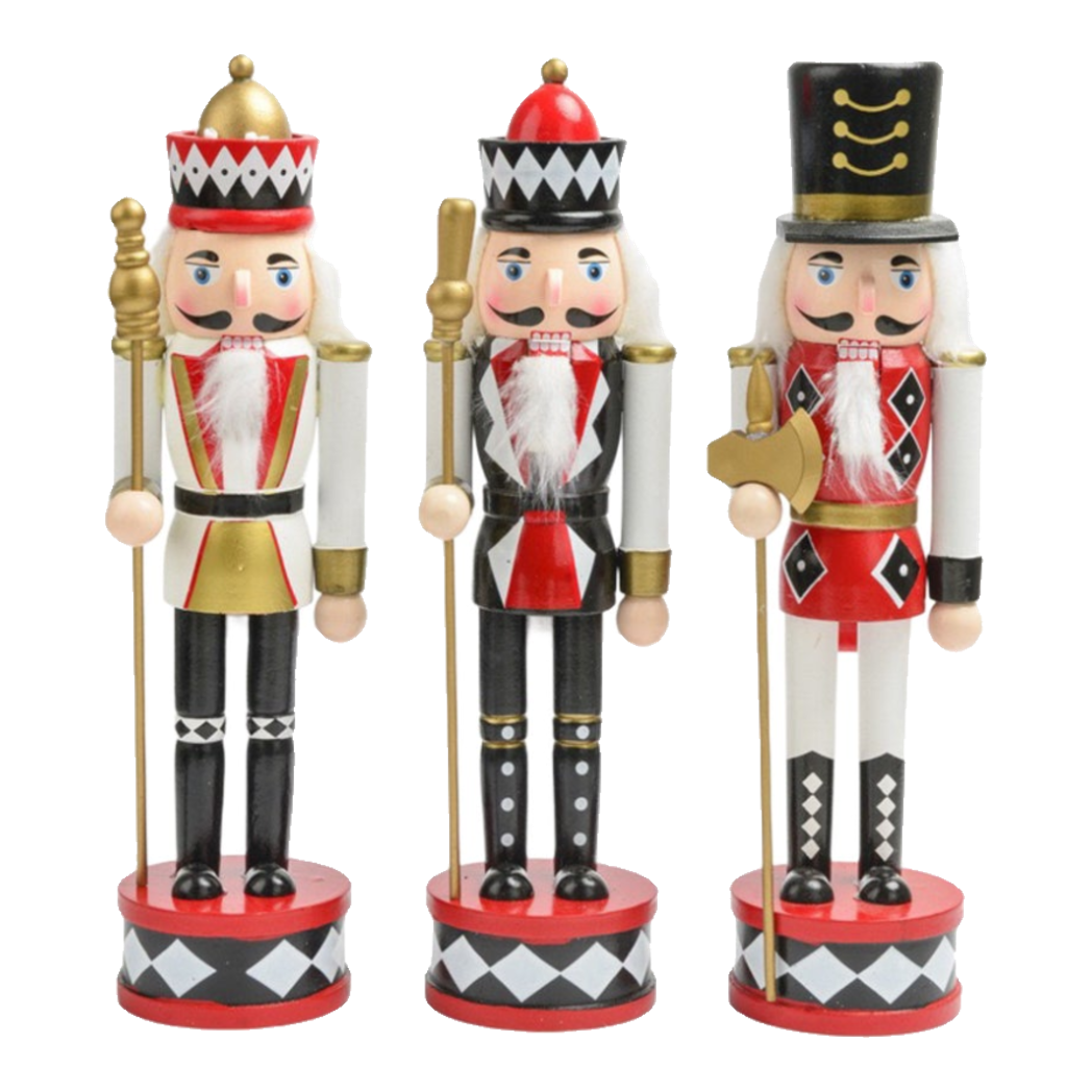 Fêtes Couture - Set 3 Tượng Nutcracker Moyenne Rouge Royal 30Cm