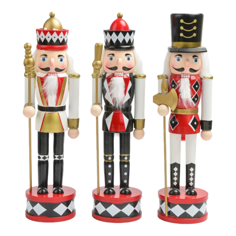 Fêtes Couture - Set of 3 Nutcracker Figurines, Royal Red, 30cm
