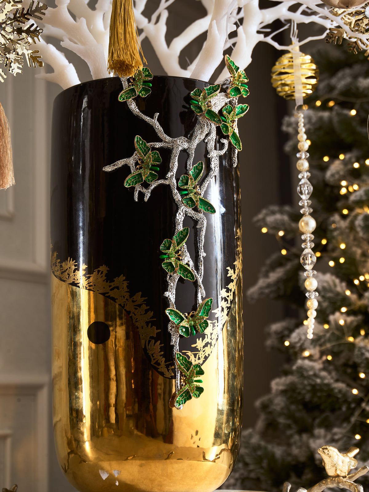 Fêtes Couture – Set Bình Hoa Christmas L’Arbre Noir Doré Vase-BÌNH HOA-CẬU HAI HOME DECOR