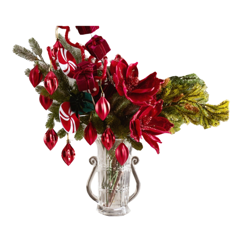 Fêtes Couture - Orpheus Christmas Red Velvet Vase and Flowers Set