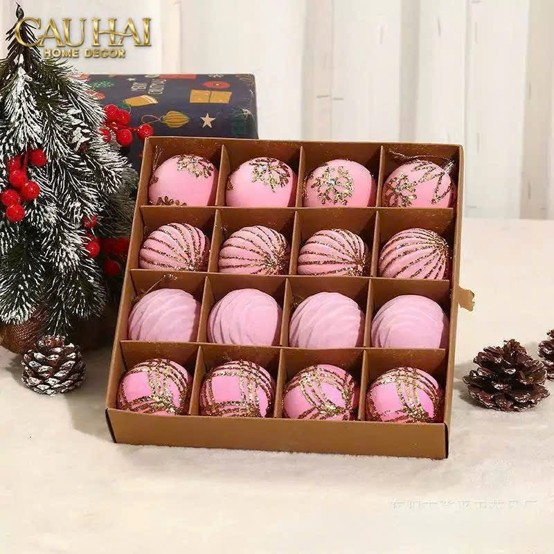 Fêtes Couture - Set Châu Nhung Rouge Velour Christmas Ornaments 16Pcs-TRANG TRÍ GIÁNG SINH-CẬU HAI HOME DECOR