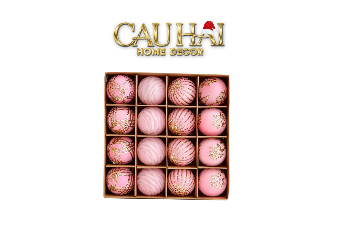 Fêtes Couture - Set Châu Nhung Rouge Velour Christmas Ornaments 16Pcs-TRANG TRÍ GIÁNG SINH-CẬU HAI HOME DECOR