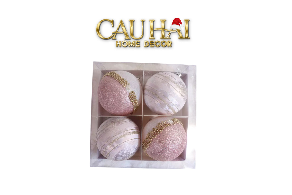 Fêtes Couture - Set Châu Sparkle Velour Christmas Ornaments - Moyenne 8.0 4Pcs-TRANG TRÍ GIÁNG SINH-CẬU HAI HOME DECOR