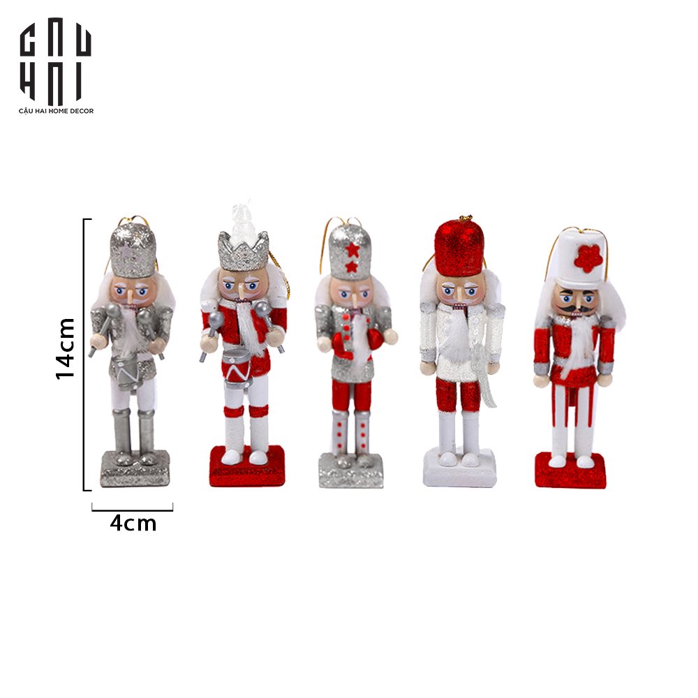 Fêtes Couture - Tượng Mini Nutcracker 5Pcs - Red-TƯỢNG TRANG TRÍ-CẬU HAI HOME DECOR