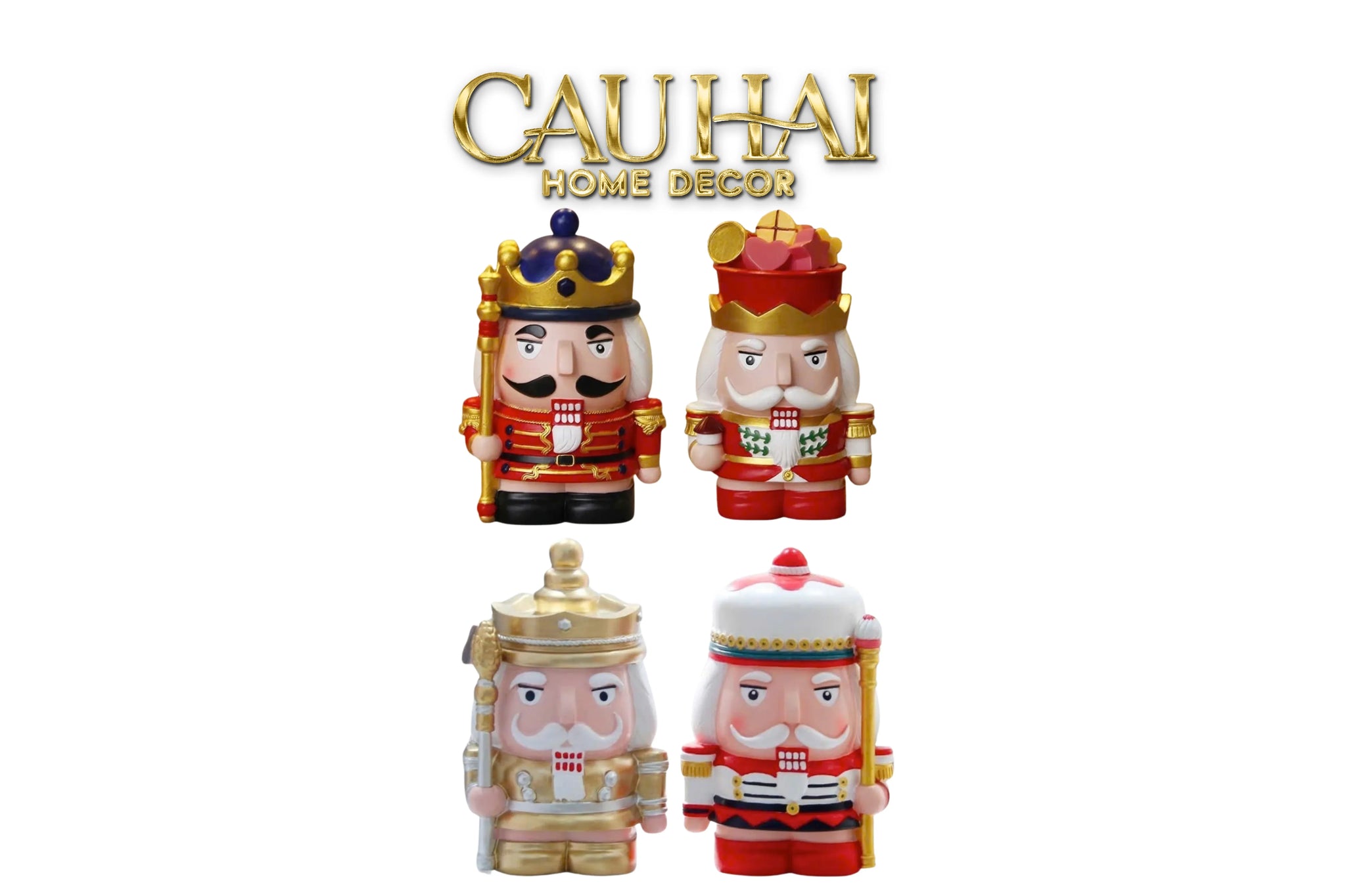 Fêtes Couture - Tượng Petit Nut-Banker Blanc / Noir / Rouge / D'Or-CẬU HAI HOME DECOR