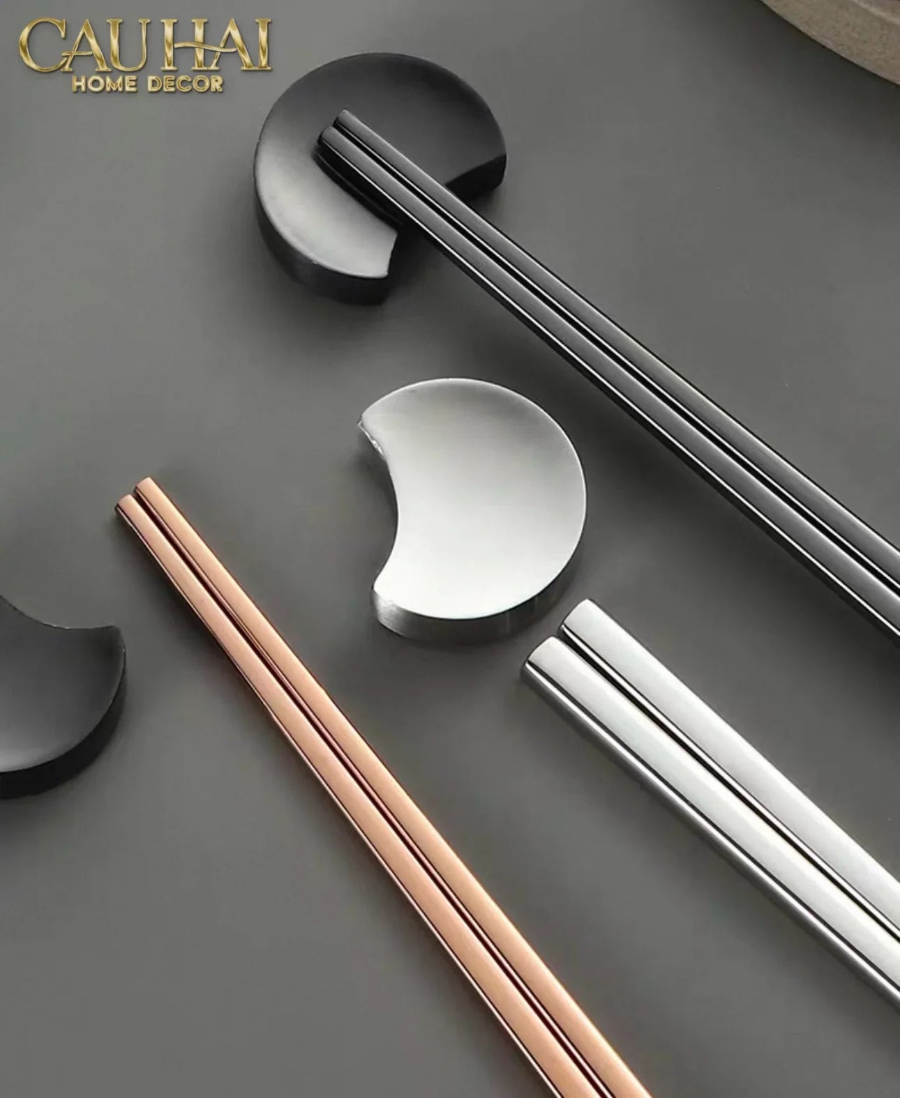 Gác Đũa Bán Nguyệt Golden Silver Cresent Lunar Chopsticks Racks 3.5-CẬU HAI HOME DECOR