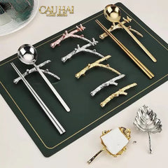 Gác Đũa Nhánh Cây Golden Bird Branch Harmony Premium Chopstick Rack 11 x 8.4 cm-CẬU HAI HOME DECOR