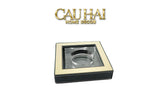 Gạt Tàn Pha Lê Bọc Viền Da Cendrier Cristalleries Clair Squares Ashtray 15x15-Gạt Tàn-CẬU HAI HOME DECOR