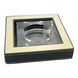 Gạt Tàn Pha Lê  Bọc Viền Da Cendrier Cristalleries Clair Squares Ashtray 15x15