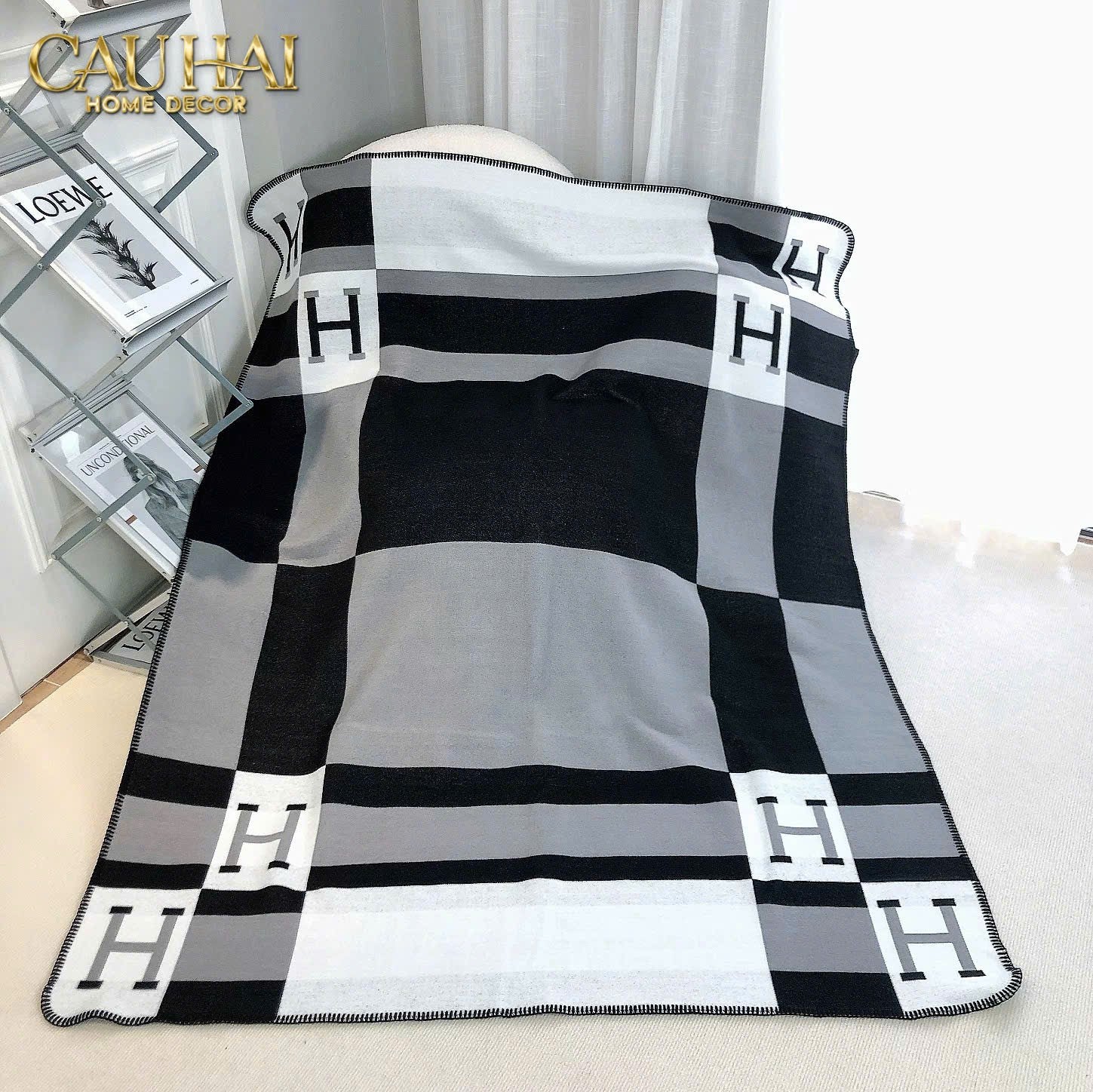 CHĂN SOFA BLACK-W HELIOS VELVET BLANKET-CẬU HAI HOME DECOR