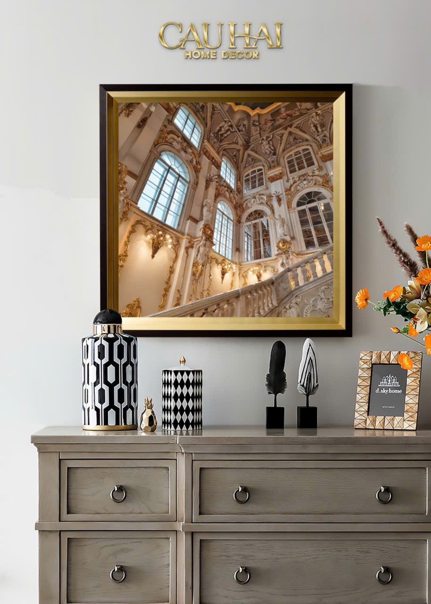 Tranh Canvas Barocco Imperial Grand Staircase 100X100Cm - Woody Glass-CẬU HAI HOME DECOR