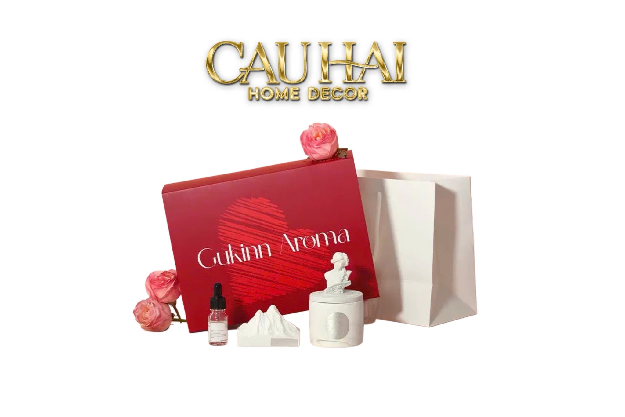 Home Fragrance - Gift Set Nến Và Đá Khuếch Tán Aroma Candles Stones.-CẬU HAI HOME DECOR