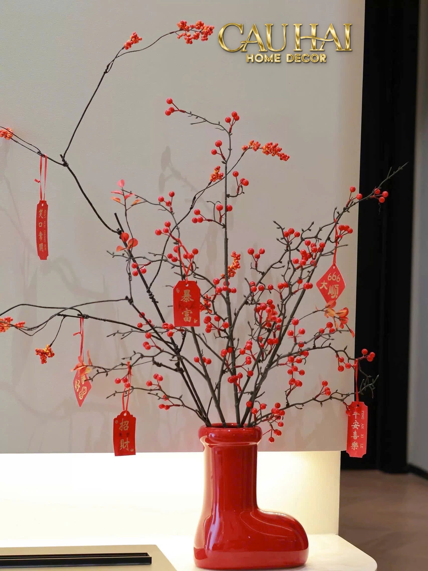 FÊTES COUTURE - BÌNH HOA ROUGE GLOSSY BUBBLR BOOT VASE-CẬU HAI HOME DECOR