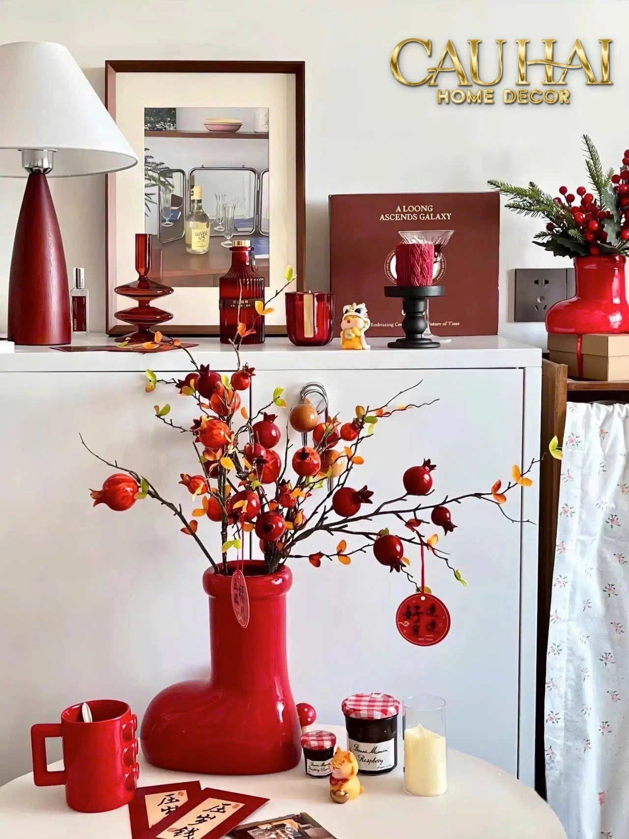 FÊTES COUTURE - BÌNH HOA ROUGE GLOSSY BUBBLR BOOT VASE-CẬU HAI HOME DECOR