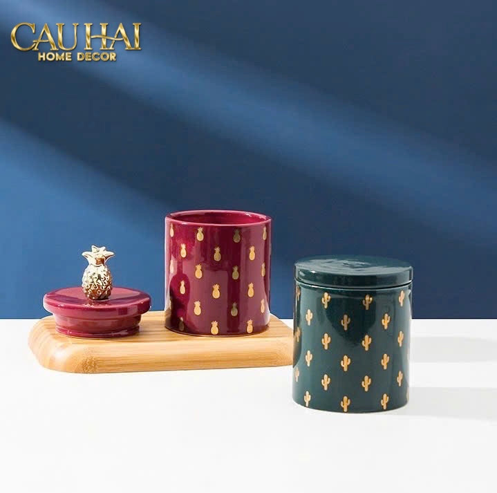 Lọ Kẹo Golden Icon Ceramic Canister-CẬU HAI HOME DECOR