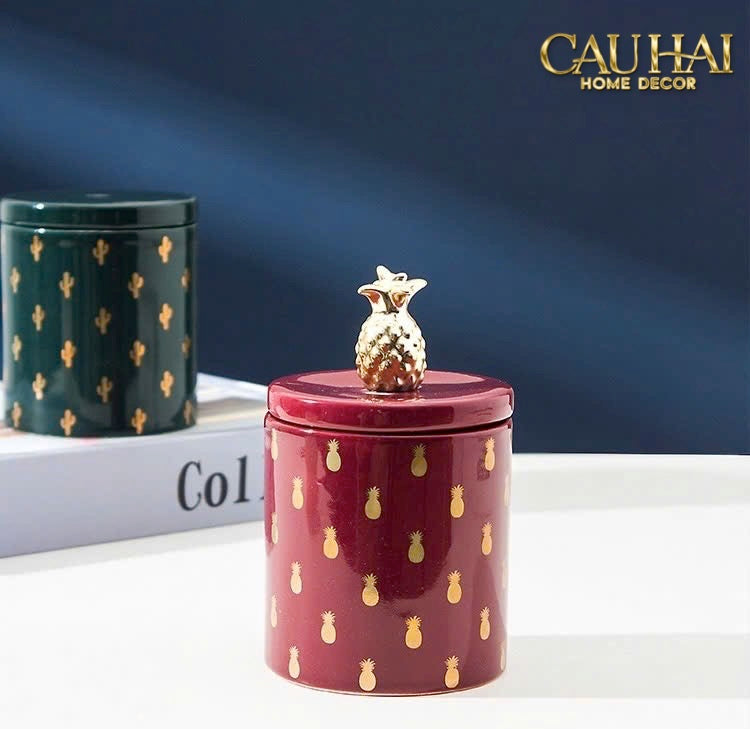 Lọ Kẹo Golden Icon Ceramic Canister-CẬU HAI HOME DECOR