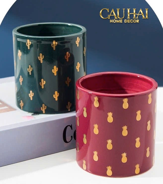 Lọ Kẹo Golden Icon Ceramic Canister-CẬU HAI HOME DECOR