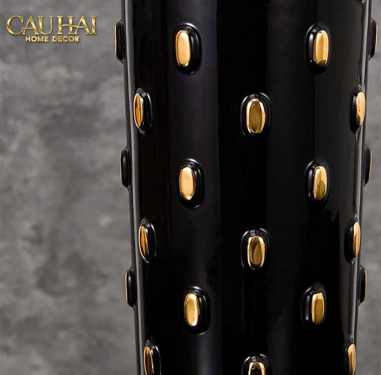 Set 2 Bình Lọ Impériale Bastion Armory Noir-Gold Vessel-CẬU HAI HOME DECOR