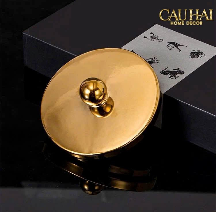 Set 2 Bình Lọ Impériale Bastion Armory Noir-Gold Vessel-CẬU HAI HOME DECOR