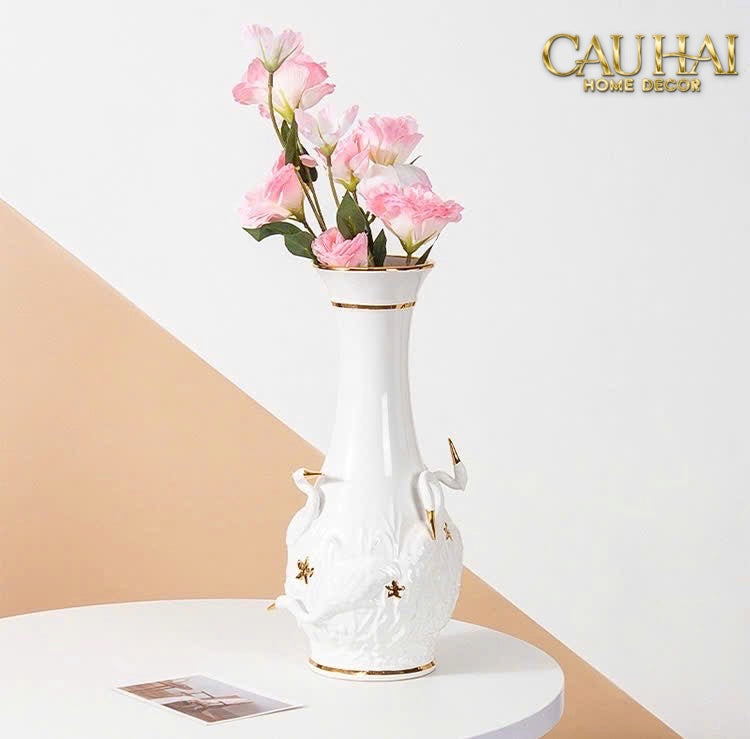 Home Couture - Bình Hoa Thiên Nga - Odette Impériale Swan Princess Vase H31-CẬU HAI HOME DECOR