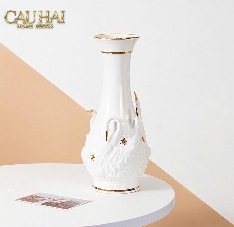 Home Couture - Bình Hoa Thiên Nga - Odette Impériale Swan Princess Vase H31-CẬU HAI HOME DECOR