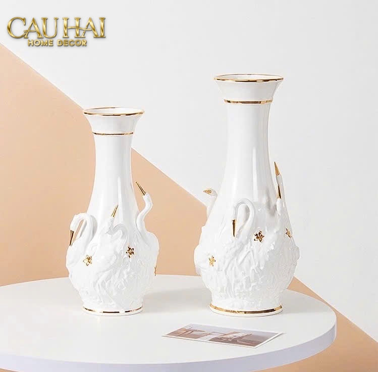 Home Couture - Bình Hoa Thiên Nga - Odette Impériale Swan Princess Vase H31-CẬU HAI HOME DECOR