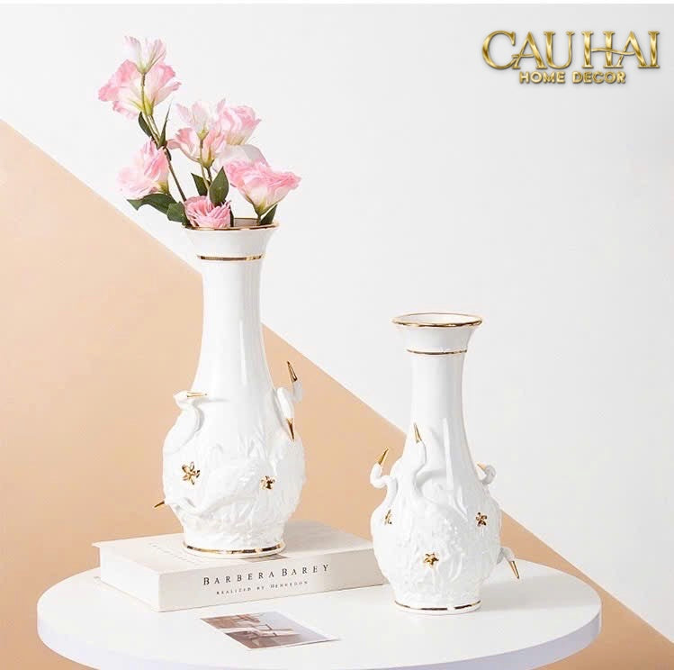 Home Couture - Bình Hoa Thiên Nga - Odette Impériale Swan Princess Vase H31-CẬU HAI HOME DECOR