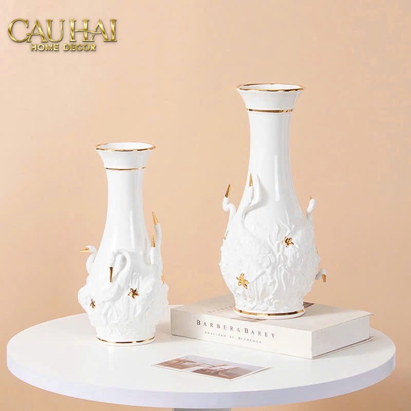 Home Couture - Bình Hoa Thiên Nga - Odette Impériale Swan Princess Vase H31-CẬU HAI HOME DECOR