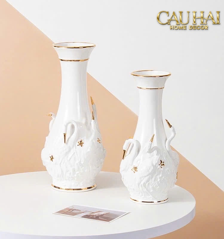 Home Couture - Bình Hoa Thiên Nga - Odette Impériale Swan Princess Vase H31-CẬU HAI HOME DECOR