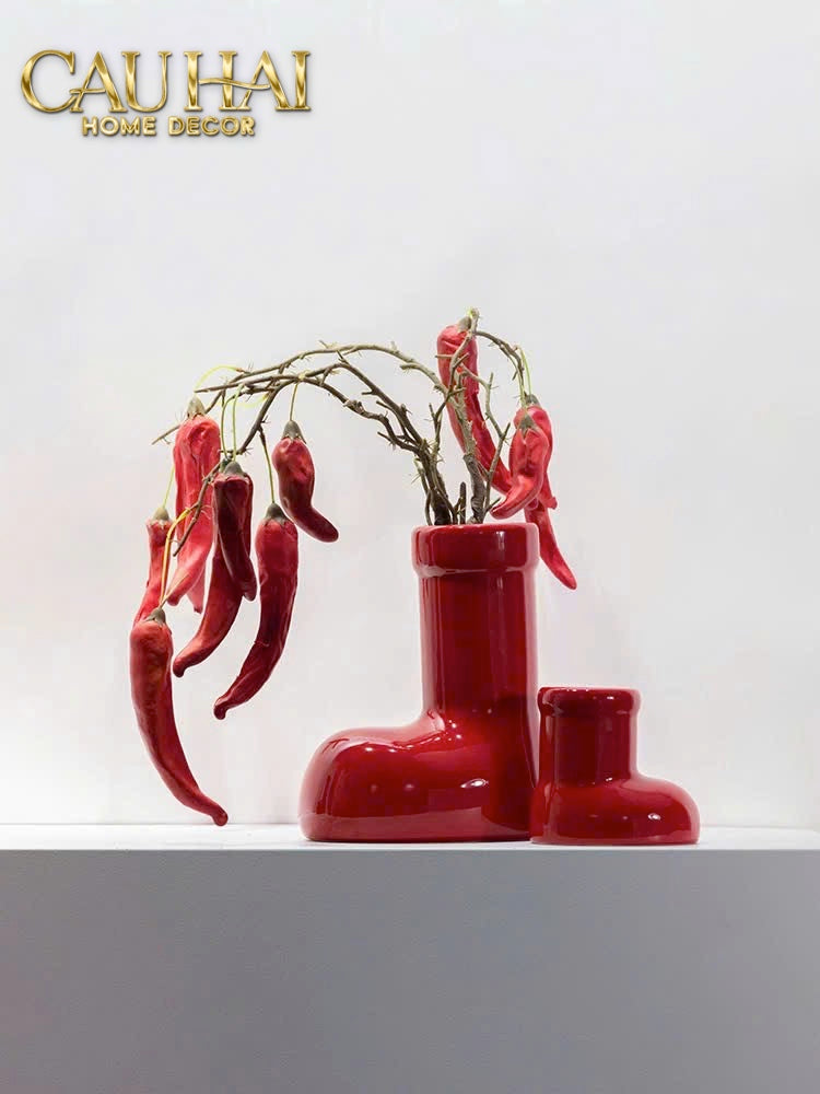 FÊTES COUTURE - BÌNH HOA ROUGE GLOSSY BUBBLR BOOT VASE-CẬU HAI HOME DECOR