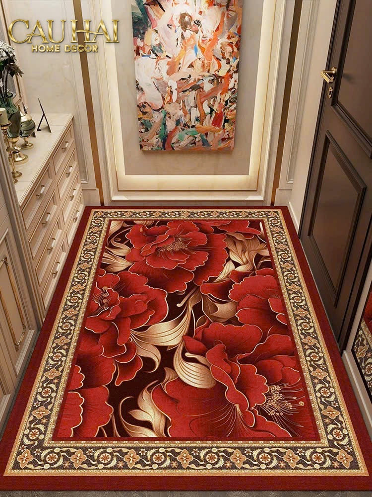 Thảm Cửa Nhung Bỉ 100X140 - Luxueux Velour Tapis Pivoine Du Palais-CẬU HAI HOME DECOR