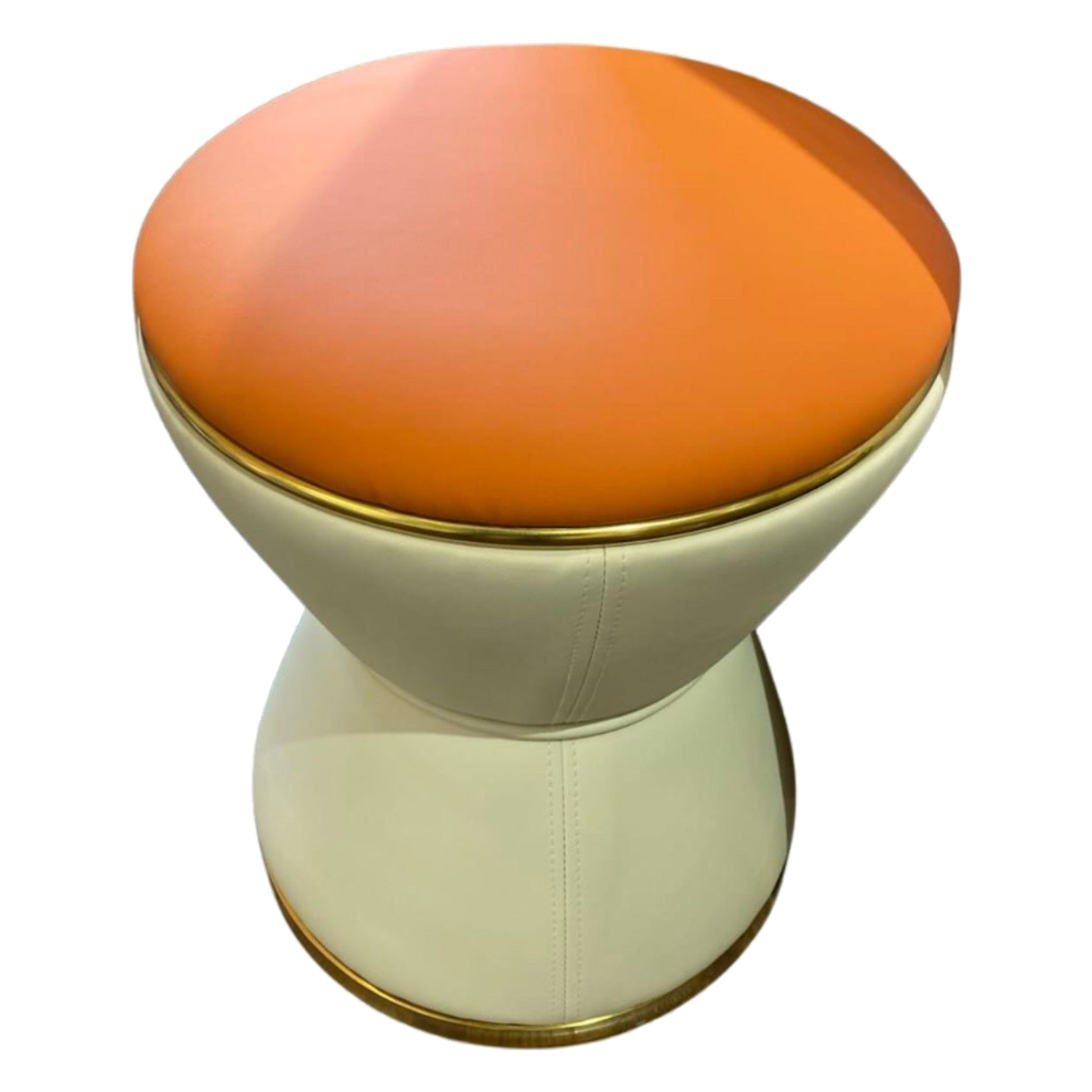 Ghế Đôn Da Hourglass Atelier Ivory H37 - Cậu Hai Home Decor