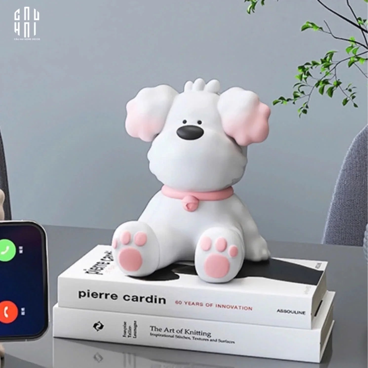 GIÁ ĐỠ ĐIỆN THOẠI WHITE DOG POOCH-CẬU HAI HOME DECOR