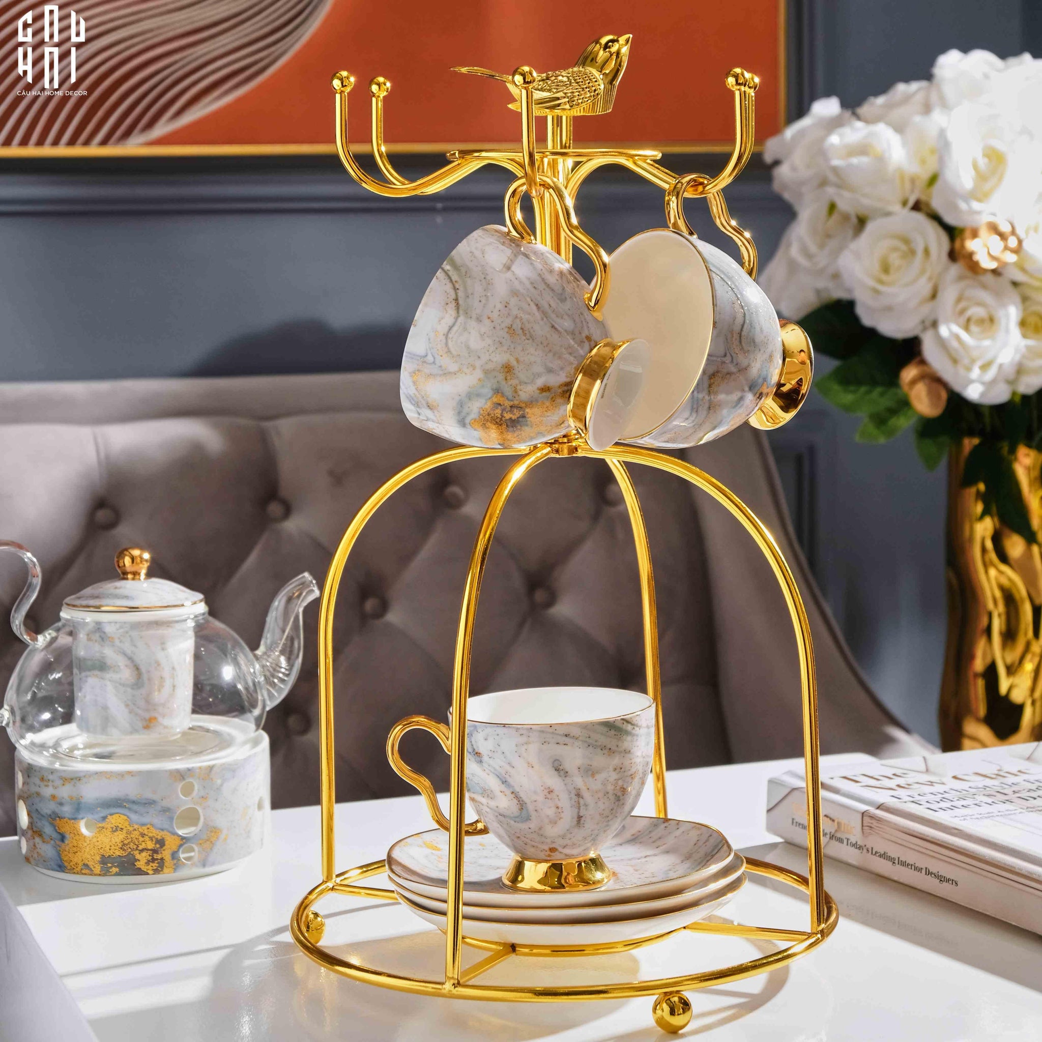 GIÁ TREO TÁCH GOLDEN BIRD - GOLDEN BIRD COFFEE CUP STAND-CẬU HAI HOME DECOR