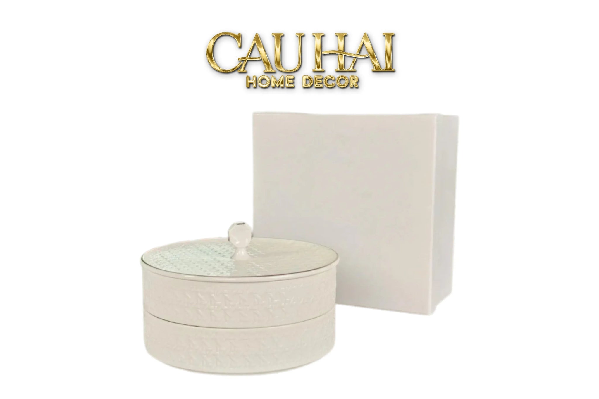 Gift Box Hộp Bánh Mứt DO Blanc D’Ivoire Porcelain Élégance Fêtes Plateau-CẬU HAI HOME DECOR