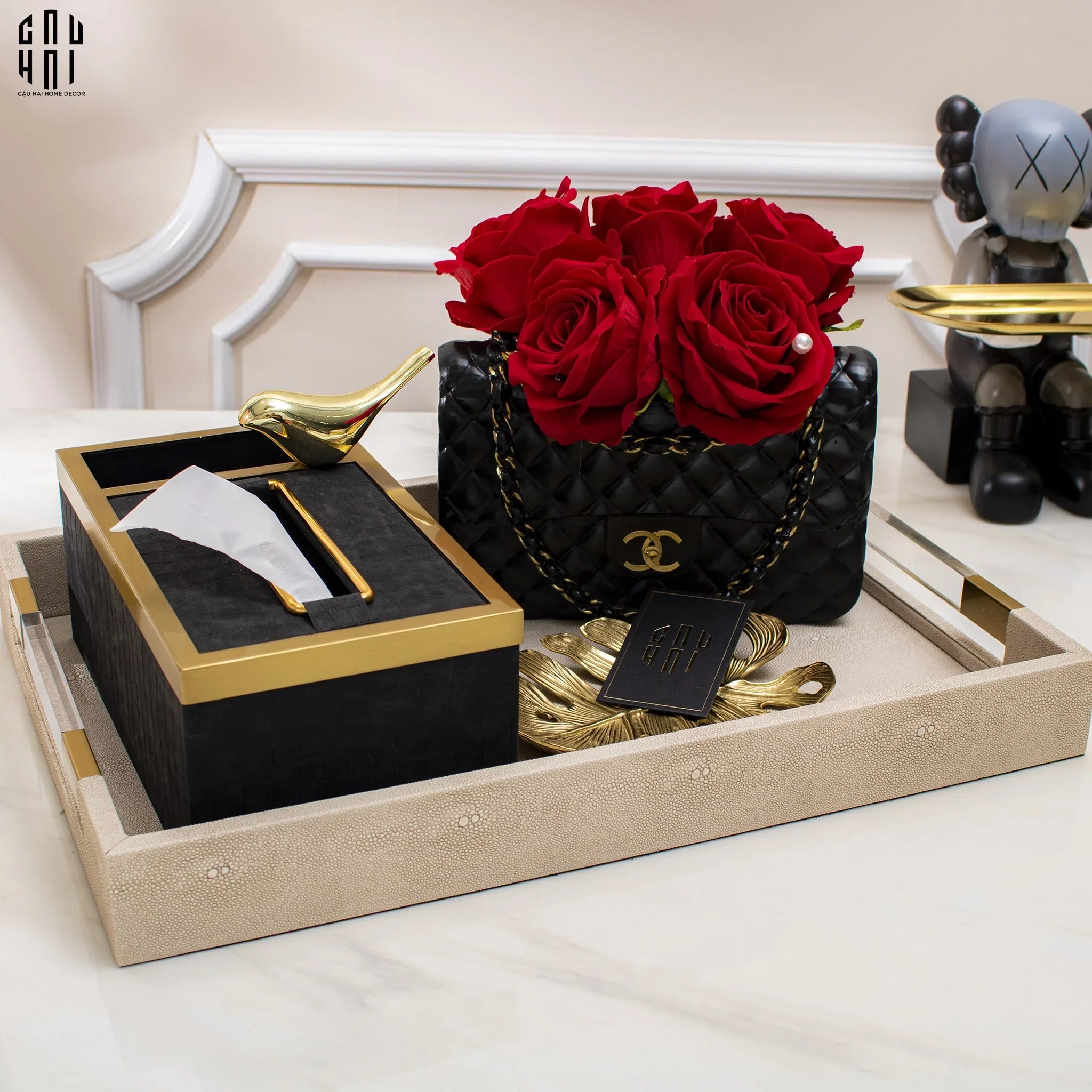 Giỏ Cắm Hoa Composite Coco Classic Lady Bag Ss25-CẬU HAI HOME DECOR