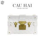 GIỎ HOA TRANG TRÍ COMPOSITE EVELOPE CLUTCH - VALI WHITE LOUIS-CẬU HAI HOME DECOR