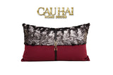 GỐI BURGUNDY VELVET SANGRIA METALLIC 30x50-CẬU HAI HOME DECOR