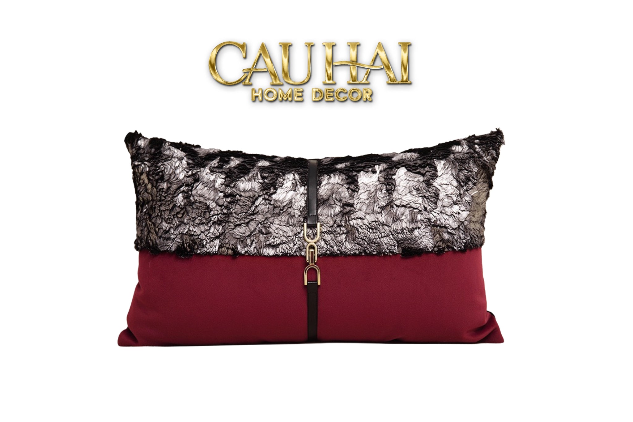 GỐI BURGUNDY VELVET SANGRIA METALLIC 30x50-CẬU HAI HOME DECOR