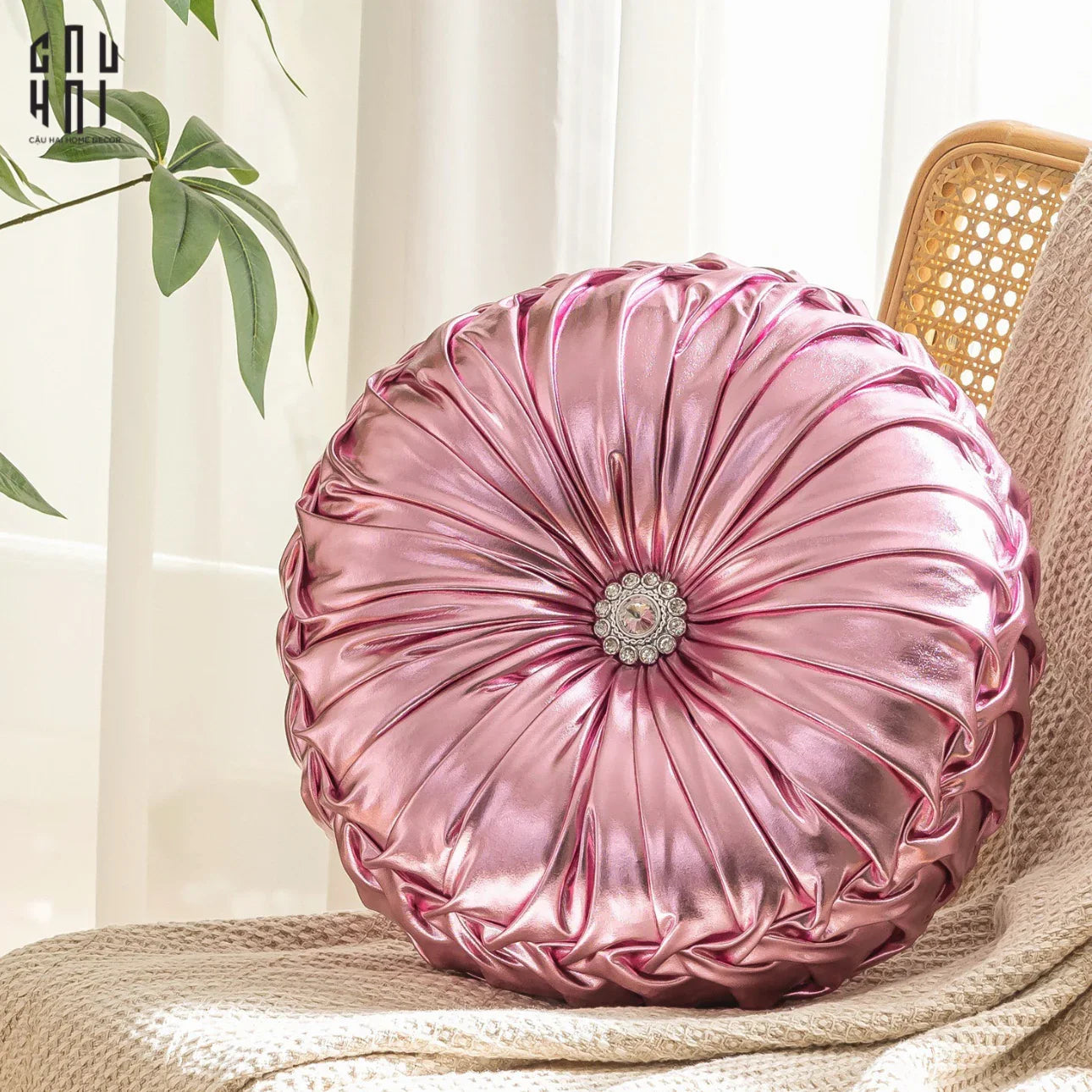 Gối Da Bóng Stunning Kelly - Rose 45-CẬU HAI HOME DECOR